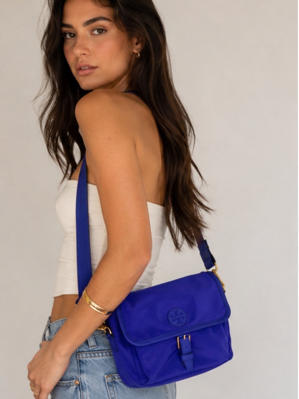 Tory Burch Cobalt Blue Nylon Crossbody Bag